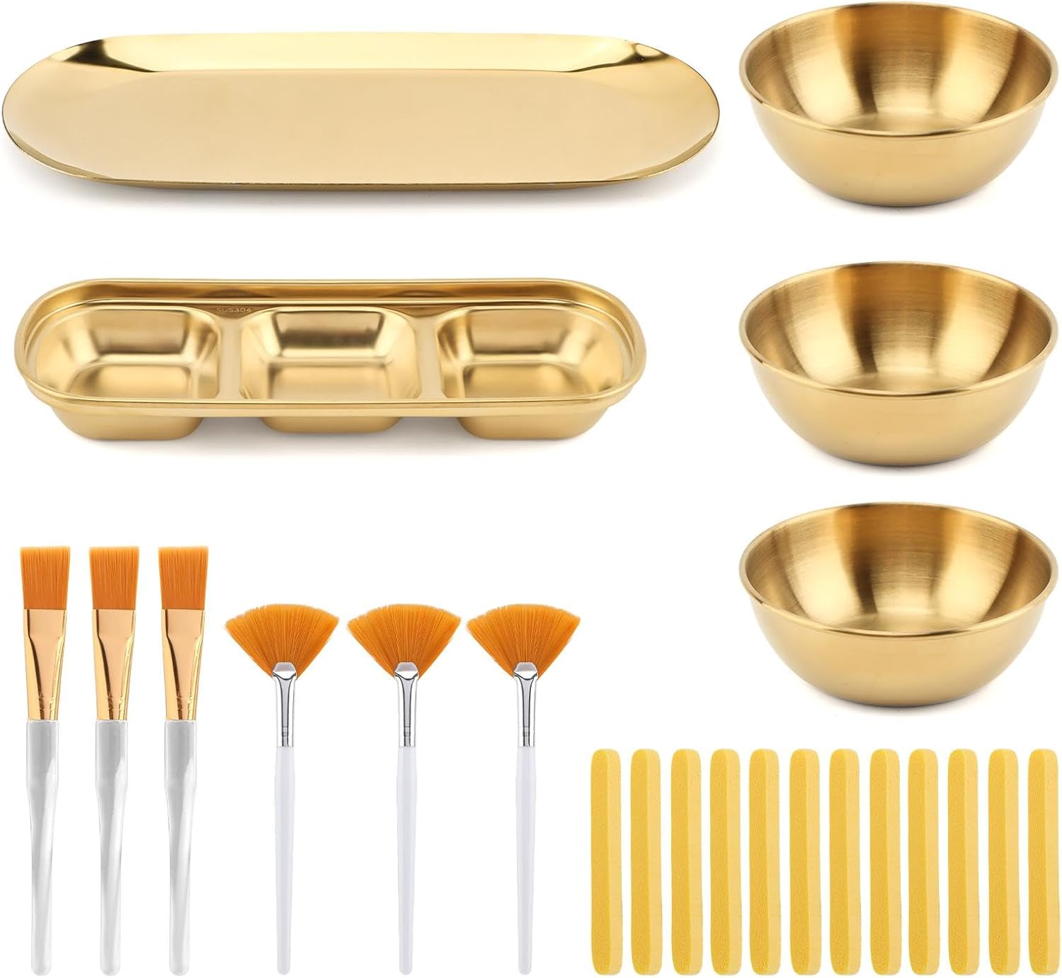 23Pcs Esthetician Supplies for Facials Set, Face Mask Applicator Brushes Tools, Women Facial Mask Mixing Kit Facial Tools, for DIY Skincare(Gold,Size:Multisize) image number 6