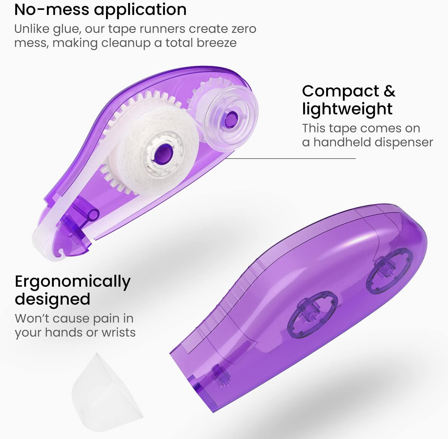 Arteza Double-Sided Tape Runner, Pack of 6, 0.31 Inches X 22 Feet, 3 Glue-Dot and 3 Smooth Adhesive Tape Runners, Craft Supplies for Scrapbooking, Gift Wrapping, and Paper Art image number 1