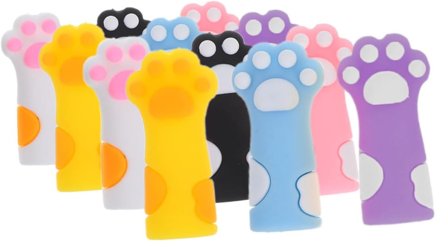 COHEALI 12 Pcs Wooden Pencil Tip Protectors, Cat Shaped Silicone Pencil Caps Toppers for School and Office image number 3