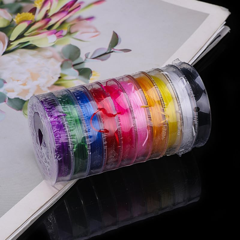 10 Rolls Elastic Bracelet String Cord,Betterjonny 0.6Mm Flat Jewelry String Multipurpose Jewelry Making Elastic Thread for DIY Jewelry Making Friendship Bracelets（10 Color） image number 1