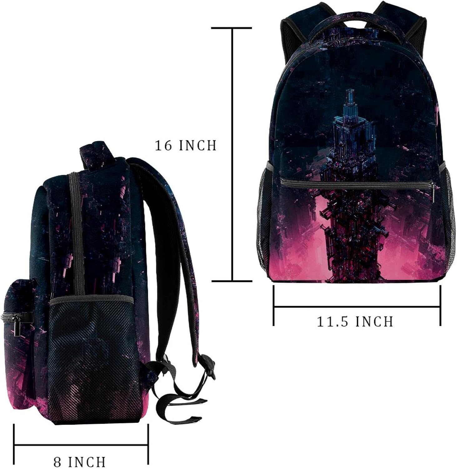 Science Fiction City Backpack Students Shoulder Bags Travel Bag College School Tote Backpacks image number 1