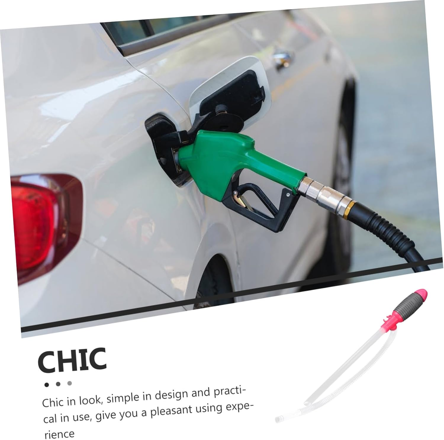 INOOMP Large Manual Car Fuel Transfer Pump Water and Gas Siphon Extractor with Suction Hose for Quick Fluid Transfer image number 1