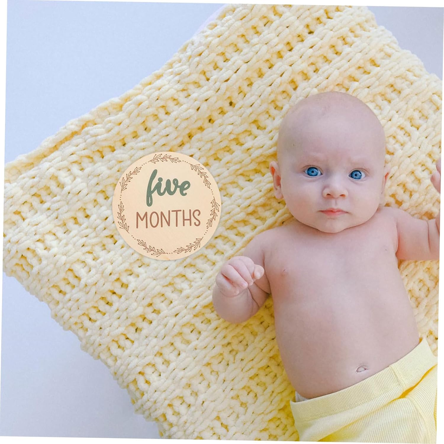 SEWOART Monthly Milestone Wooden Cards Photo Prop Newborn Months Signs Growth Milestone Blocks image number 6