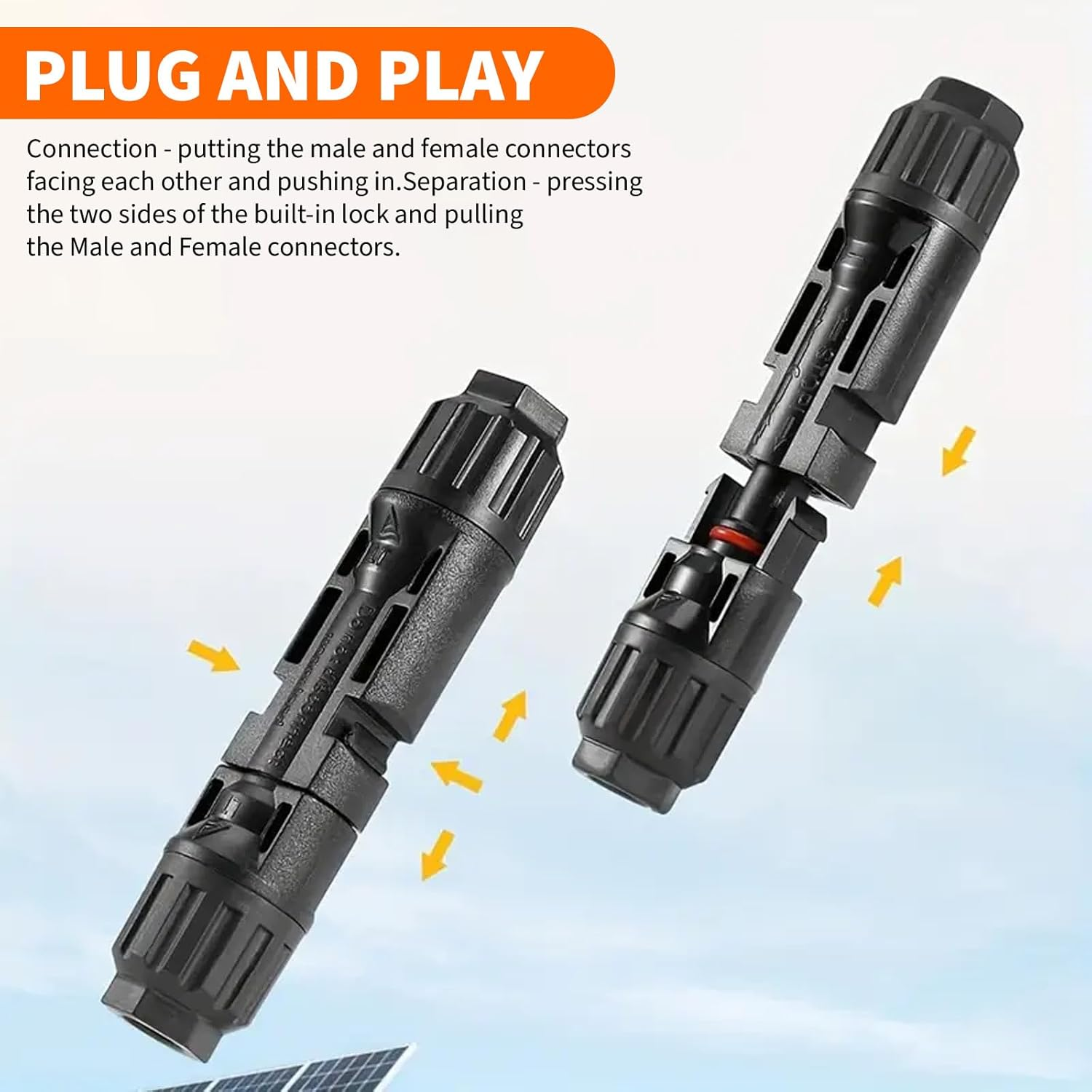 MAEZOE 10 Pairs Solar Connectors with 2 Spanners, Solar Panel Cable Connectors Male/Female Waterproof IP67, MC4 1000V 30A Connecters