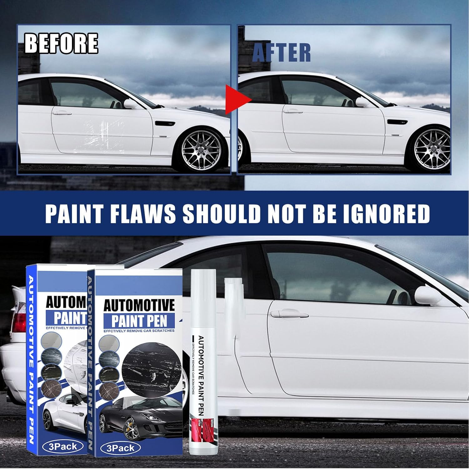 Car Touch up Paint Pen Effective Repair for White Color Automotive Scratch Remover Tool image number 1