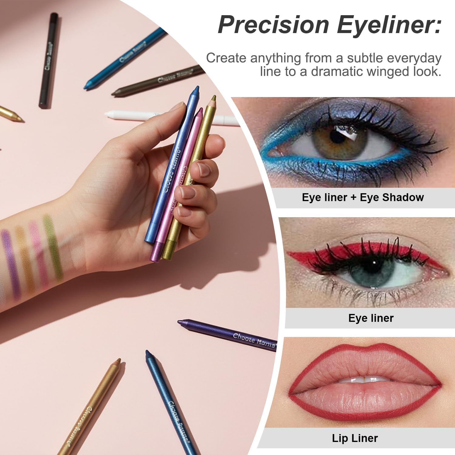 12 Colorful Eyeliner Pencil Set - Waterproof Gel Eye Liner with Multi-Color Glitter, Eyeshadow Stick for Smoky & Party Looks, Long-Lasting Multipurpose Eye Makeup for Daily & Special Occasions image number 4