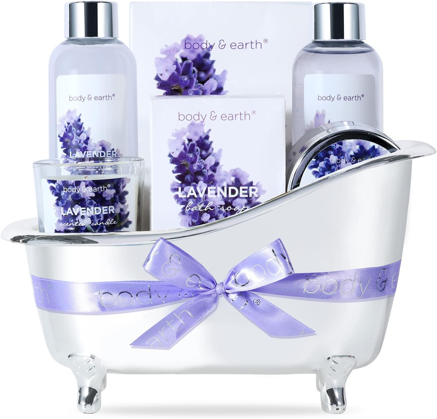 Gifts for Women, 7Pcs Lavender SPA Gift Set - Scented Candle, Shower Gel, Bath Salt, Bubble Bath, Body Lotion and Hand Soap, Birthday Gift Sets for Her, Bath Sets for Women Gifts image number 6