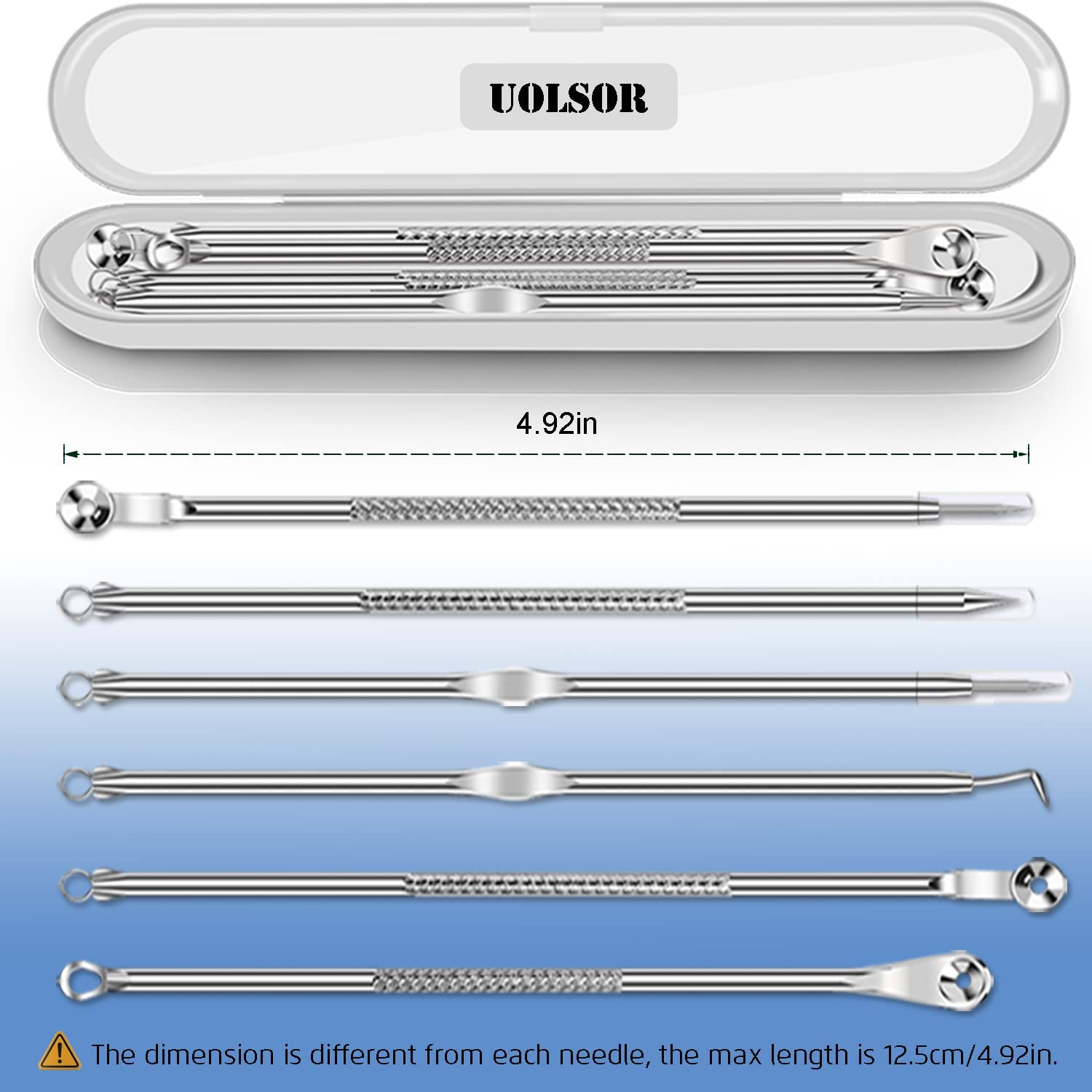 6PCS Blackhead Remover, Pimple Comedone Extractor, Popper Removal Tools, Acne Blemish Remove Kits, Premium Stainless Steel, with Portable Case image number 1