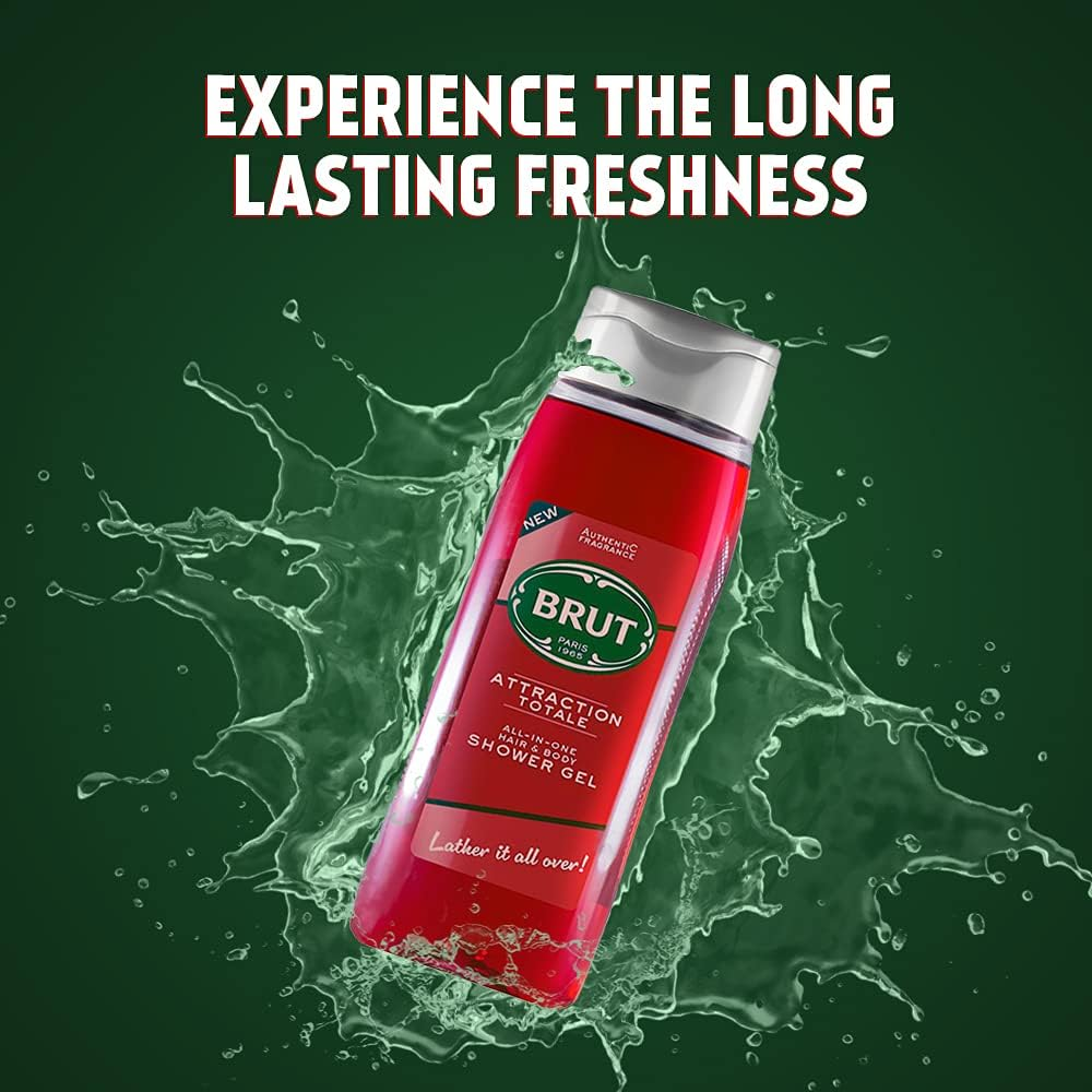 Brut Attraction Total All - In- One Hair & Body Shower Gel 500Ml image number 6