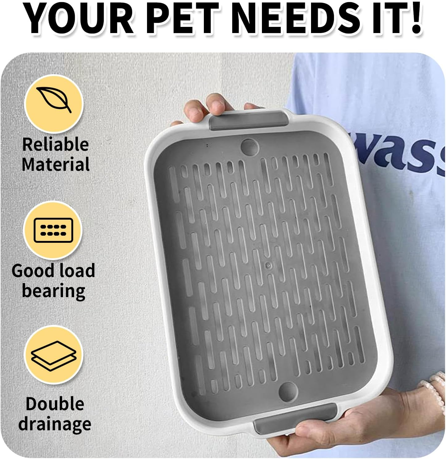 Rabbit Litter Box Pet Toilet Tray Plastic Waste Pan Easy to Clean Reusable Small Animal Potty for Bunny Guinea Pig Chinchilla Hamster Indoor Cage Training Use(White,Small) image number 1