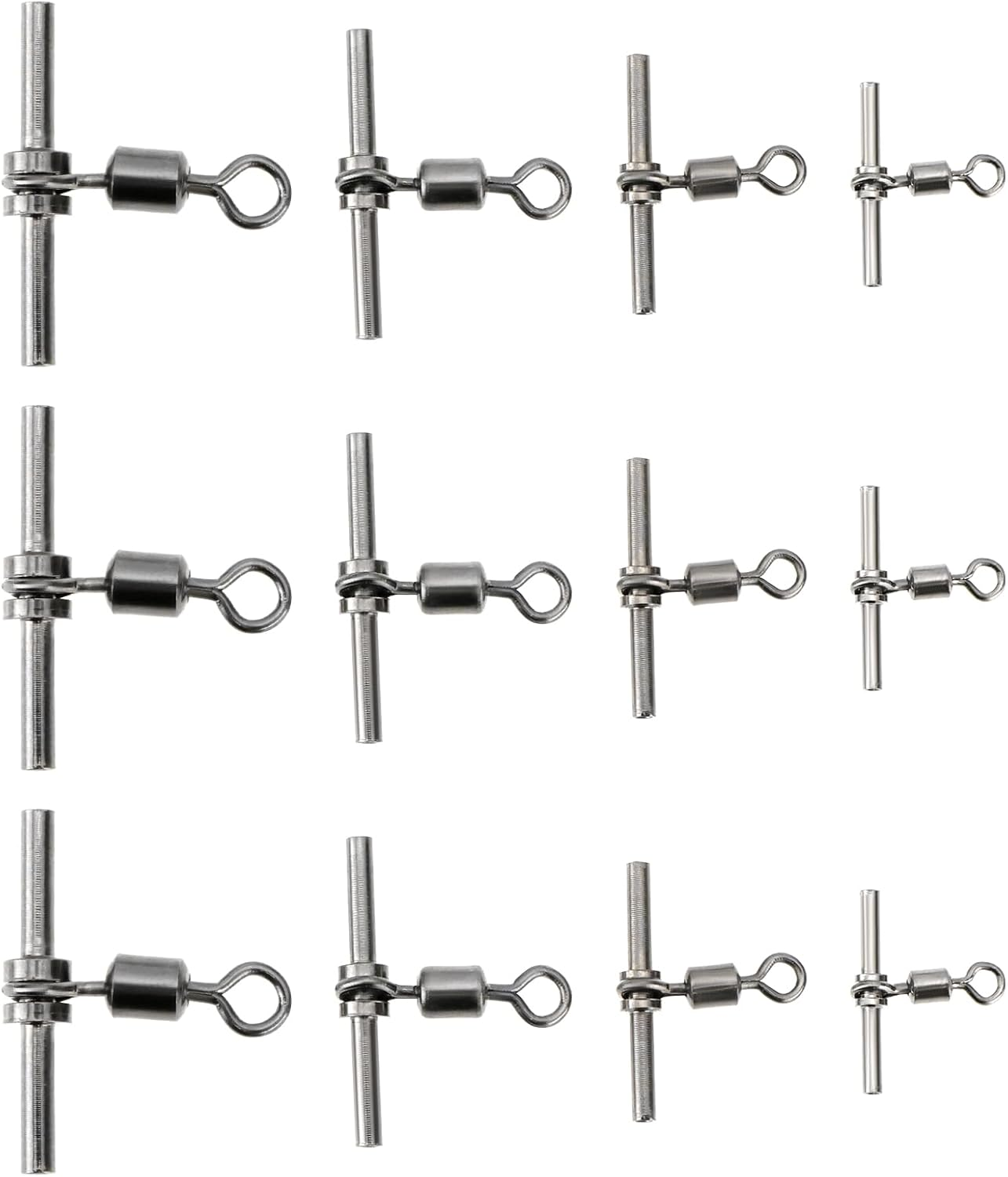 LT Easiyl 40Pcs Fishing Cross Line Crimp Swivels, 3-Way T-Shape Brass Fishing Swivels for Rigs Freshwater Saltwater (Size 3# 5# 7# 10#) image number 2