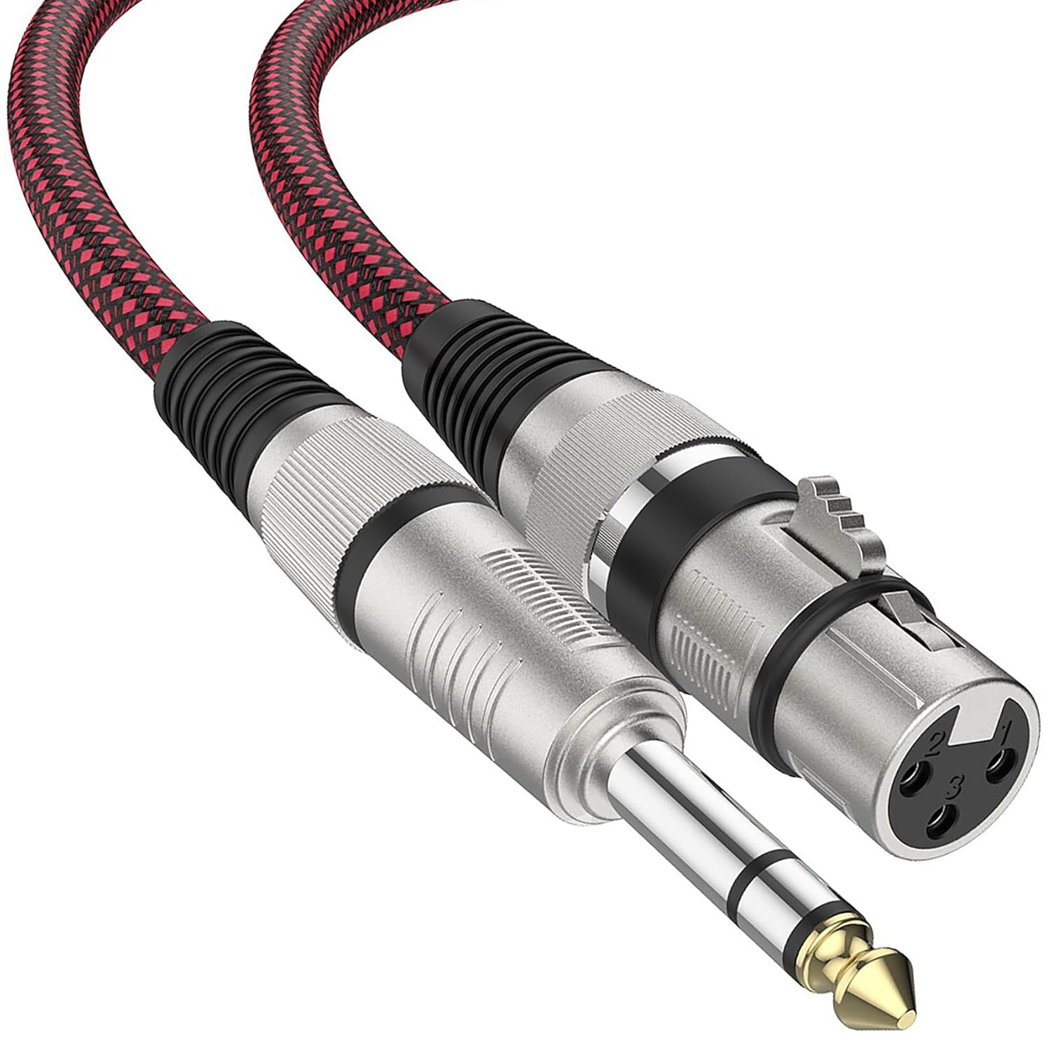 Tunghey XLR Female to 1/4 Inch TRS Cables, Nylong Braided XLR 3 Pin Female to 6.35Mm TRS Male Balanced Wire Mic Cord (1M)