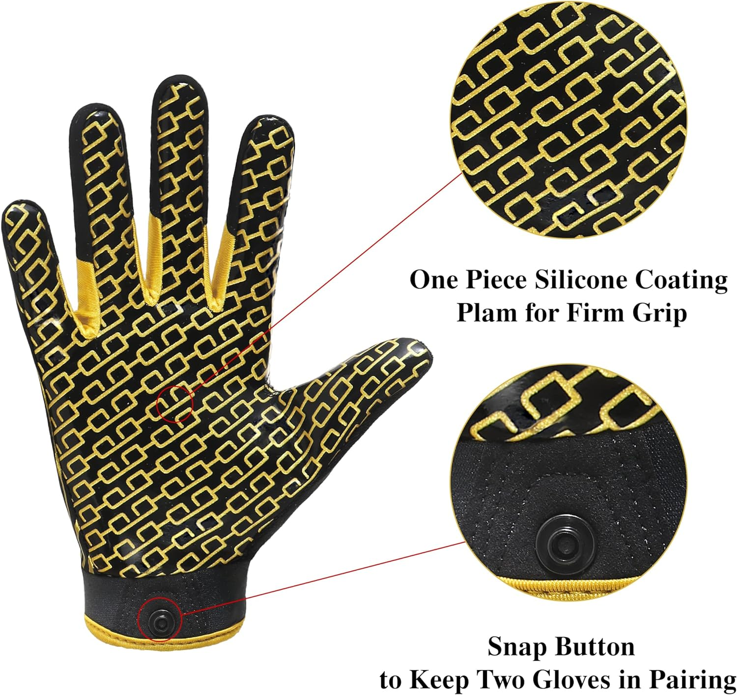 HANDLANDY Youth Football Gloves, Sticky Grip Wide Receiver Gloves for Kids & Adult