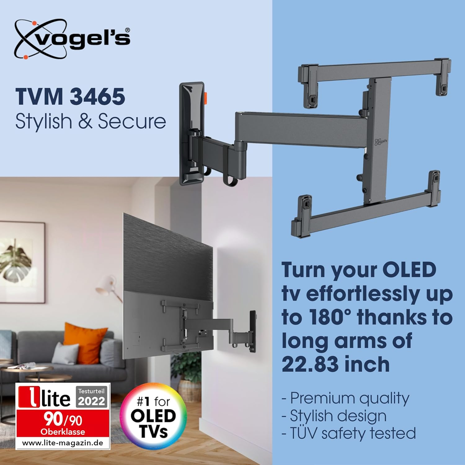 Vogel'S TVM 3465 Medium Full-Motion OLED TV Wall Bracket image number 6