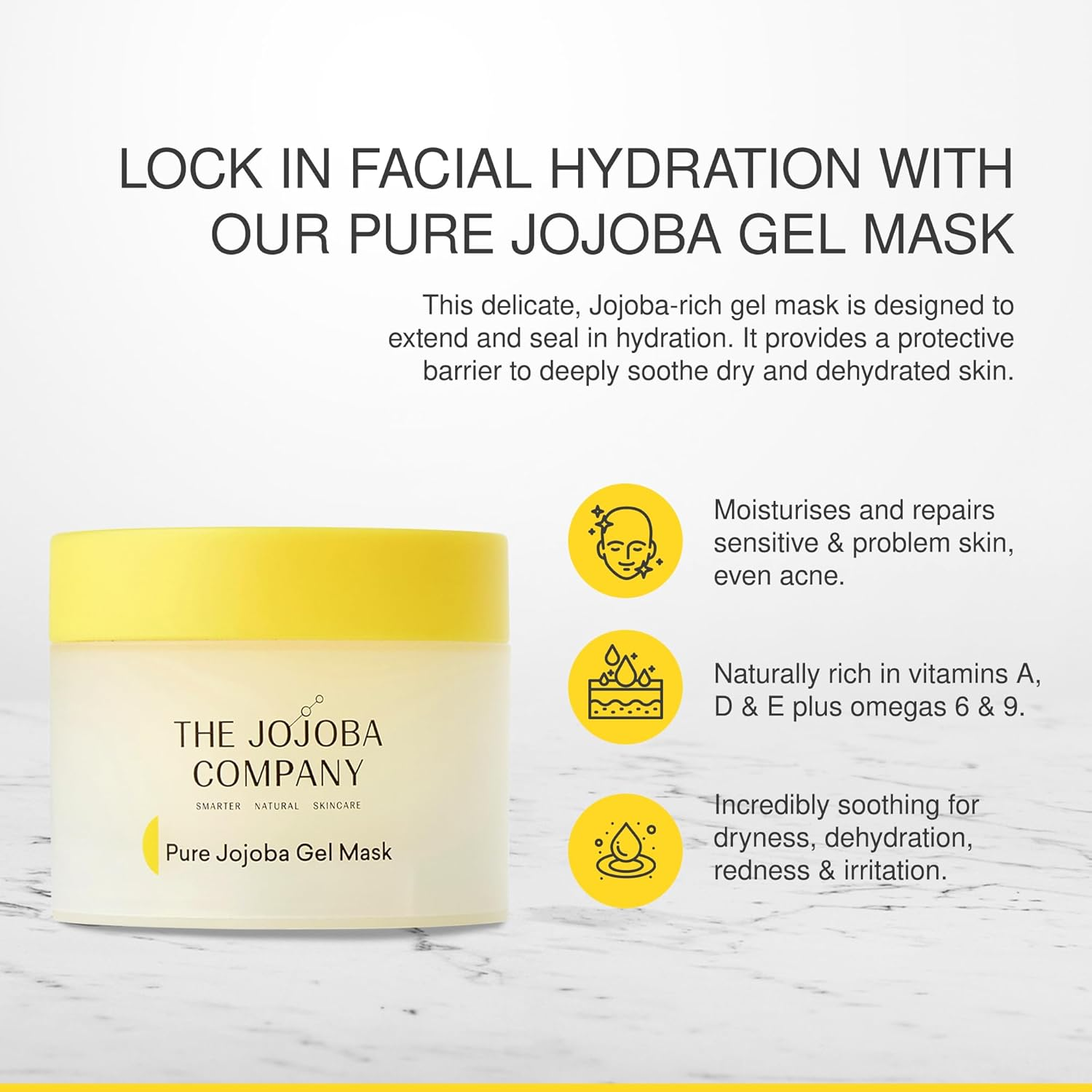 Jojoba Pure Gel Mask with Jd Lusteris Hydrating Overnight Face Mask for Dry & Sensitive Skin 3.4Oz image number 2