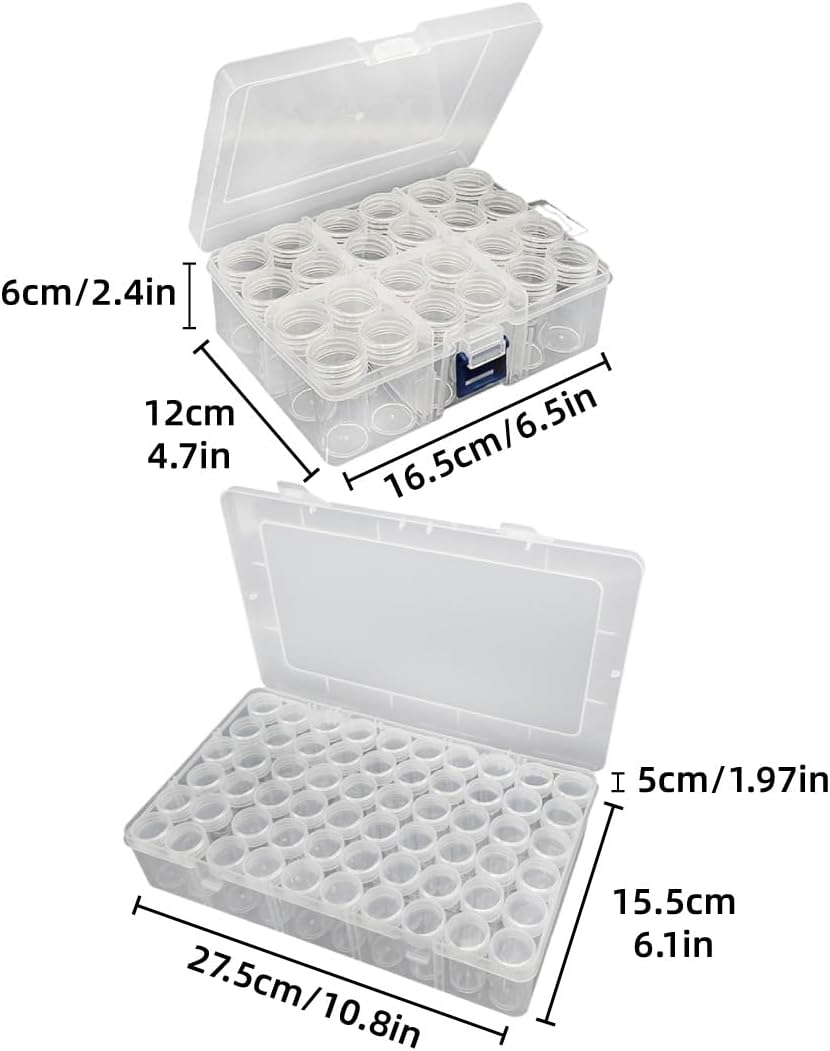 AIMALL Clear Plastic Storage Box with 24 or 60 round Bottles for Beads Jewellery Parts Nail Art Seeds Electronic Components Organiser Case image number 5
