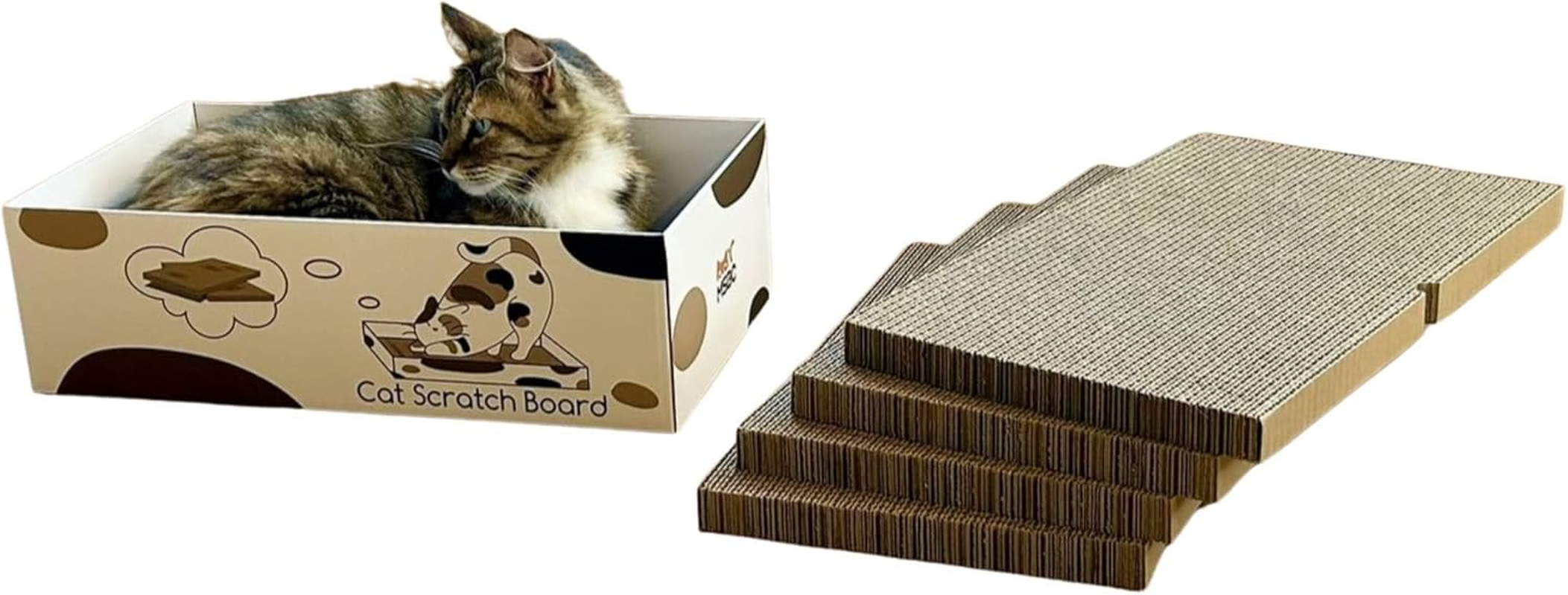 MSBC Cat Claw Sharpener, Box-Shaped, Paper Dust Reducer, 5 Refills, Total of 10 Sides, Economical, Size 16.9 X 9.8 X 5.0 Inches (43 X 25 X 12.7 Cm) image number 1