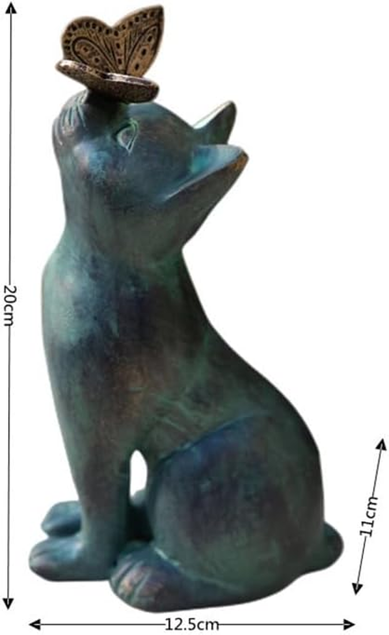 Resin Cat Statue,Cat Memorial Figurine with Butterfly,Curiosity Garden Statue,Outside Decorations,Animal Sculpture Handicraft,For Outside,Patio,Yard,Farmhouse,Garden