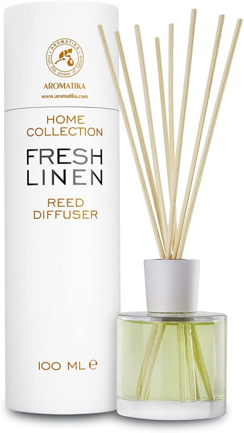 Fresh Linen Reed Diffuser - 100Ml W/Rattan Sticks - Home Fragrance - Scented Diffusers for Aromatherapy - Perfect as a Gift - Enhancing Any Room with a Refreshing, Soothing and Pleasant Scent image number 3