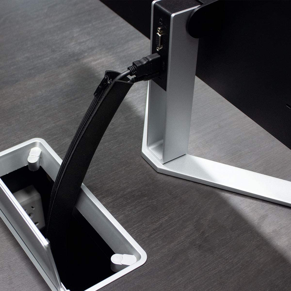 Teskyer Cable Management Sleeves, 20 Inch Cord Organizer Sleeve with Zipper, 4 Pack Wire Wrap Covers, Cable Organizer Sleeves for TV, Computer, Office, Home Entertainment, Black image number 1