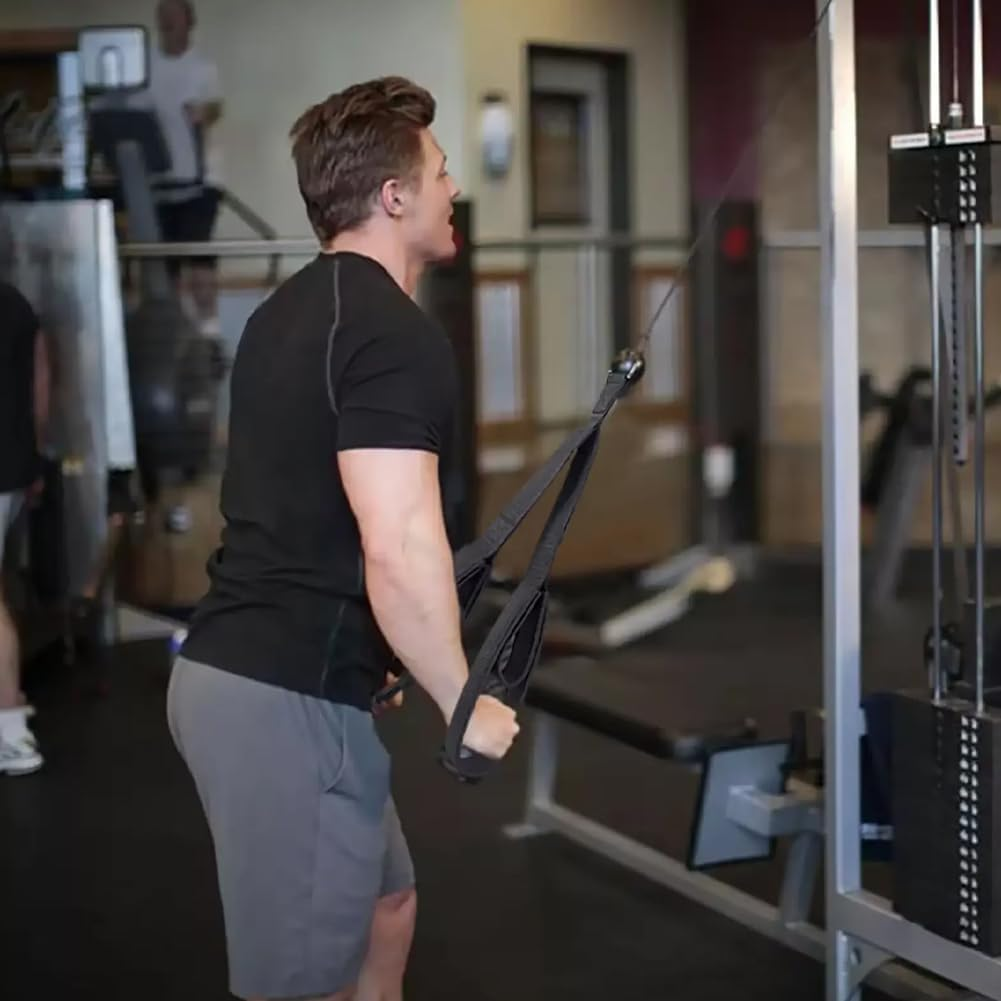 Tricep Rope Cable Attachment. 29 Inch & 28 Inch Two Lengths Built in One Pull down Rope image number 4