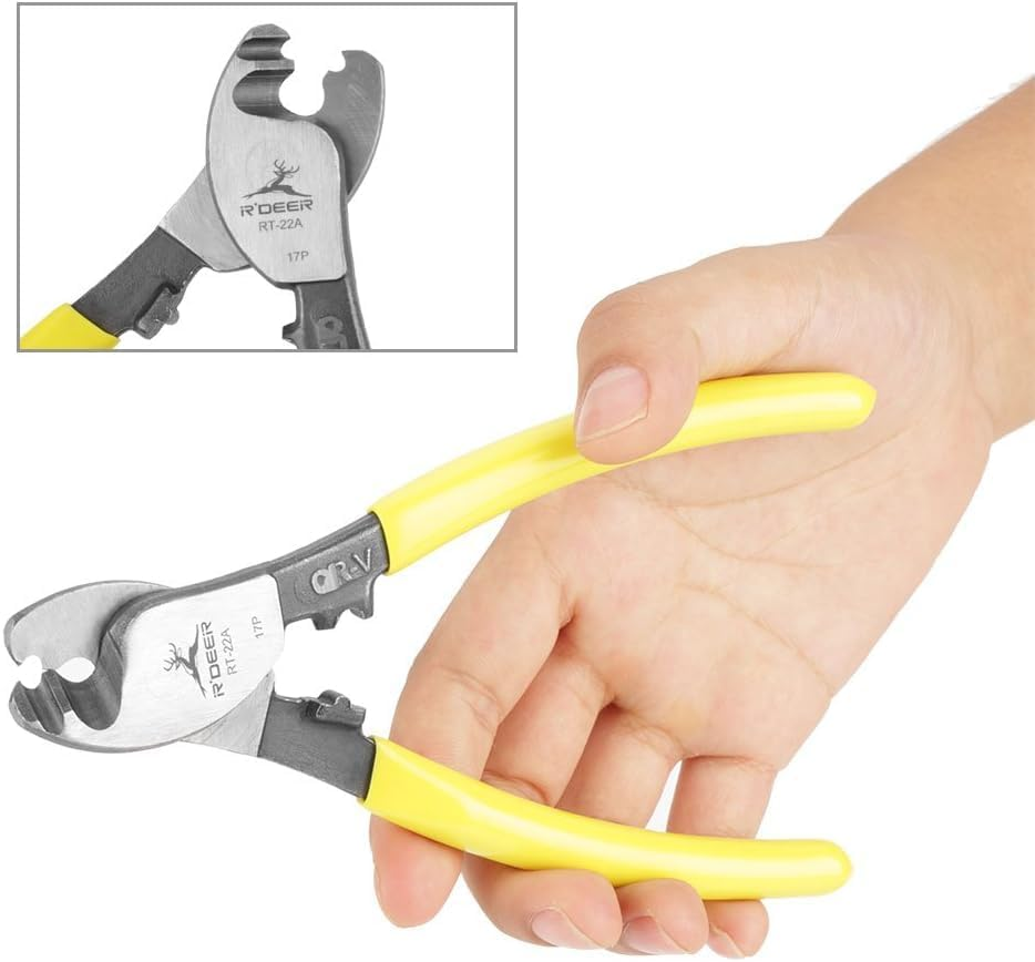 Wire Cutters Stripper, RT-22 6&rdquo; Cable Wire Stripper Chrome Vanadium Steel Electric Wire Cutting Pliers Coaxial Wire Cable Cutter image number 6