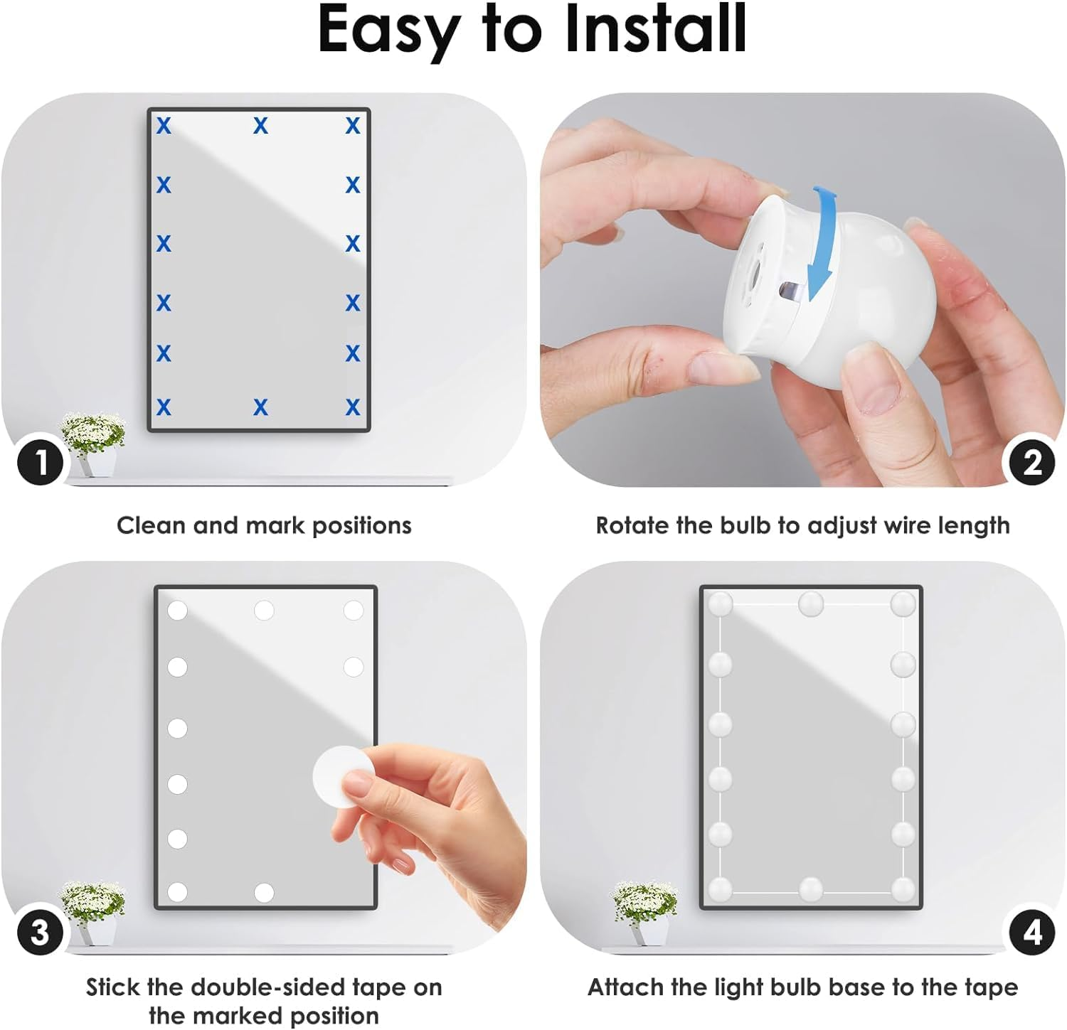 Vanity Mirror Lights，Hollywood Makeup Light with 10 Dimmable Led Bulbs, 5M 3 Light Modes with USB Cable Vanity Lights for Mirror image number 6