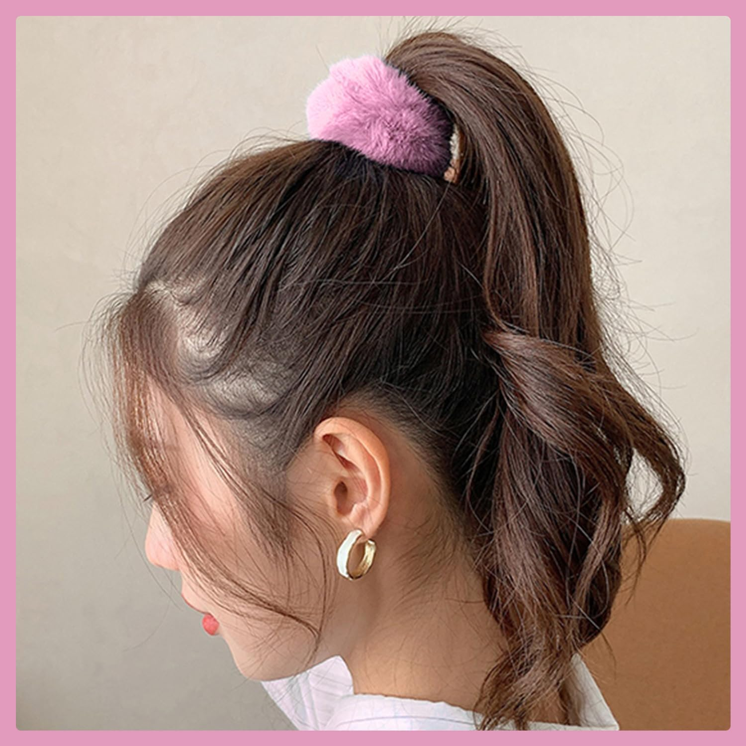 Pack of 4 Plush Hair Ties, Imitation Rabbit Hair Rope, Clothing Hair Scrunchie Accessories, High Ponytail Hair Rope Decoration, Soft and Fluffy Hair Accessories for Girls image number 1