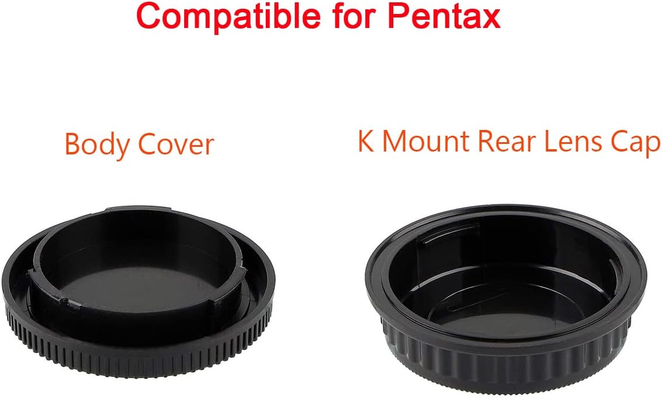 Camera Body Cap & Rear Lens Cover Compatible for Pentax K70 K50 K50Iis K30 K7 K5 K3 K1 KS1 KS2 K100D K110D K200D Camera W/K Mount Lens.(2+2 Pack) image number 2