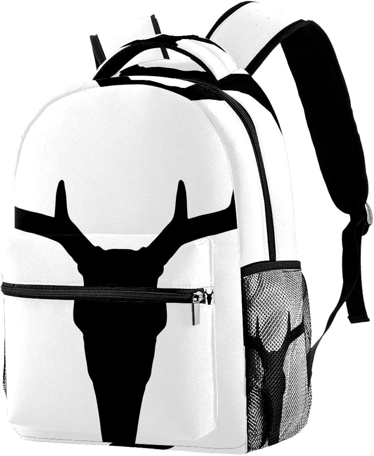 Deer Head Silhouette Antlers Backpack Students Shoulder Bags Travel Bag College School Tote Backpacks image number 4