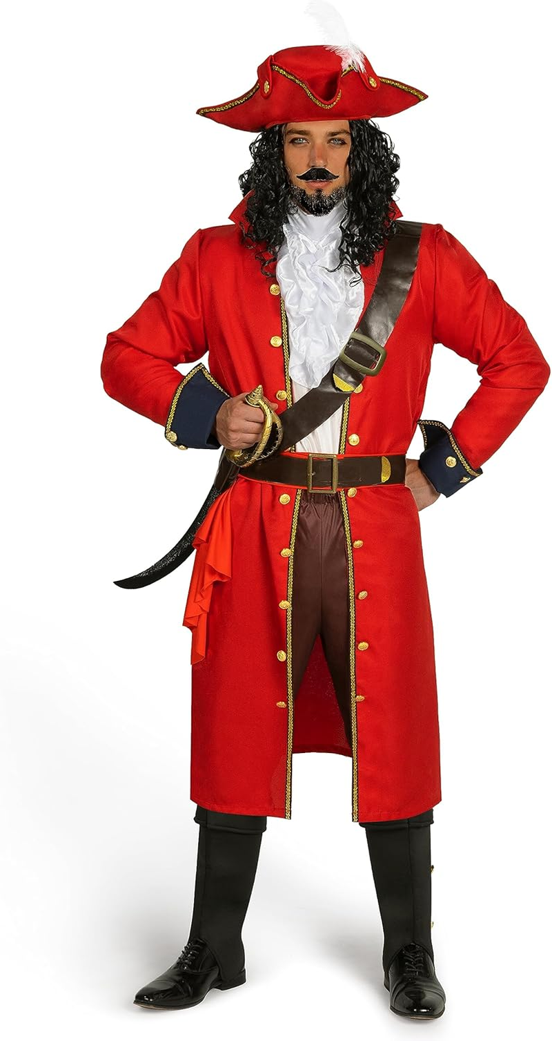 Spooktacular Creations Mens Pirate Captain Costume Set, Red Deluxe Captain Outfit for Adult Halloween Dress Up image number 3