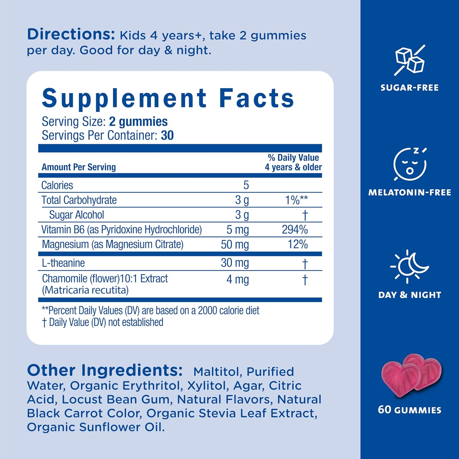 Mommy'S Bliss Kids Feel Calm Gummies, Support a Sense of Calm and Relax the Body, Made with Magnesium, L-Theanine, Sugar Free Raspberry Lemonade Flavor, Age 4+, 60 Gummies image number 3