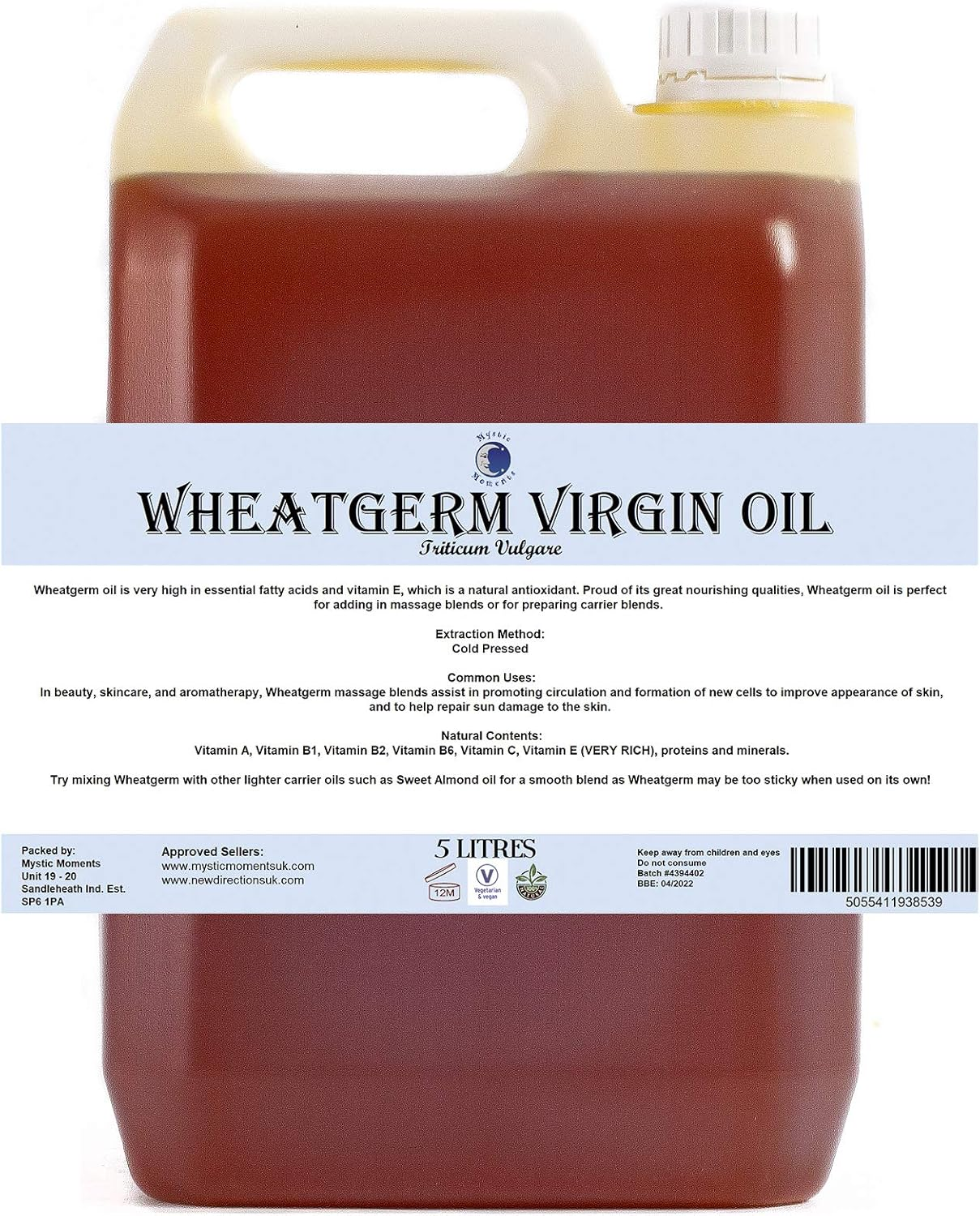 Mystic Moments | Wheatgerm Virgin Carrier Oil - 125Ml - 100% Pure image number 3