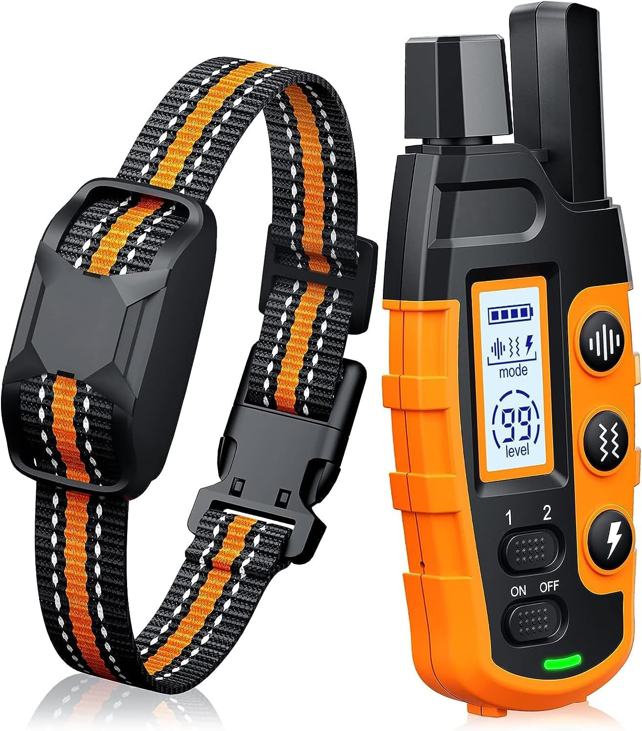 XIULIUU Dog Shock Collar - Dog Training Bark Collar with Remote for 2-55Kg Small Medium Large Dogs Rechargeable Waterproof E Collar with Beep (1-8), Vibration(1-16), Safe Shock(1-99) (Orange) image number 2