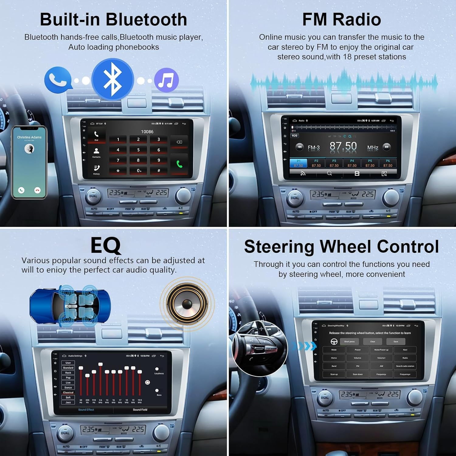 2G 64G Rimoody Car Radio for Toyota Camry 2006-2011, Android Car Stereo with Carplay Android Auto Mirror Link GPS Navigation Wifi 9 Inch Touchscreen Bluetooth FM/RDS Backup Camera image number 1