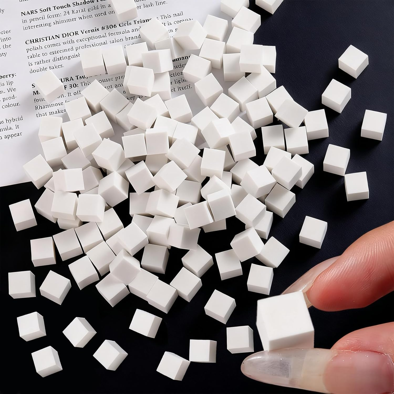 Vymoreon 100Pcs Nail Sponge, Nail Art Tools - Nail Art Sponges and 1 Nail Sponge Metal Gripper for Ombre, Manicure Accessories image number 2