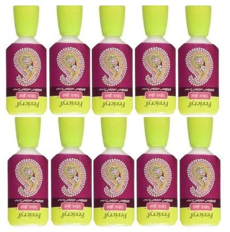 10 Piece - 30Ml Fevicryl Fabric Glue for Sticking Beads, Ribbon, Foil Etc