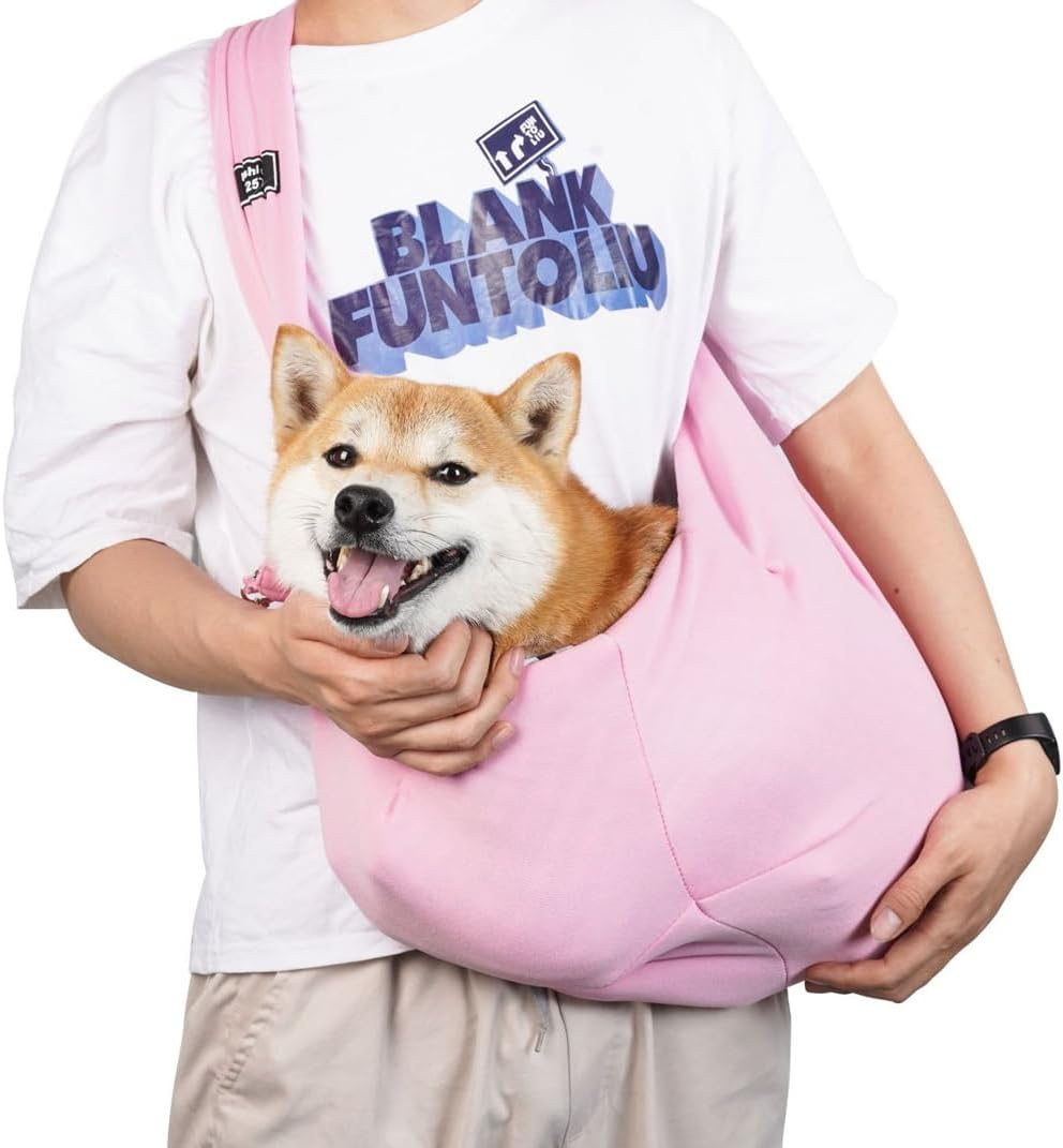 CYBERNOVA Small Pet Dog Cat Sling Carrier for 3-15Lbs, with Pocket,Hand-Free Pet Bag Dog Cat Puppy Carry Bag for Travel and Walking Outdoor (Pink) - Blue image number 3