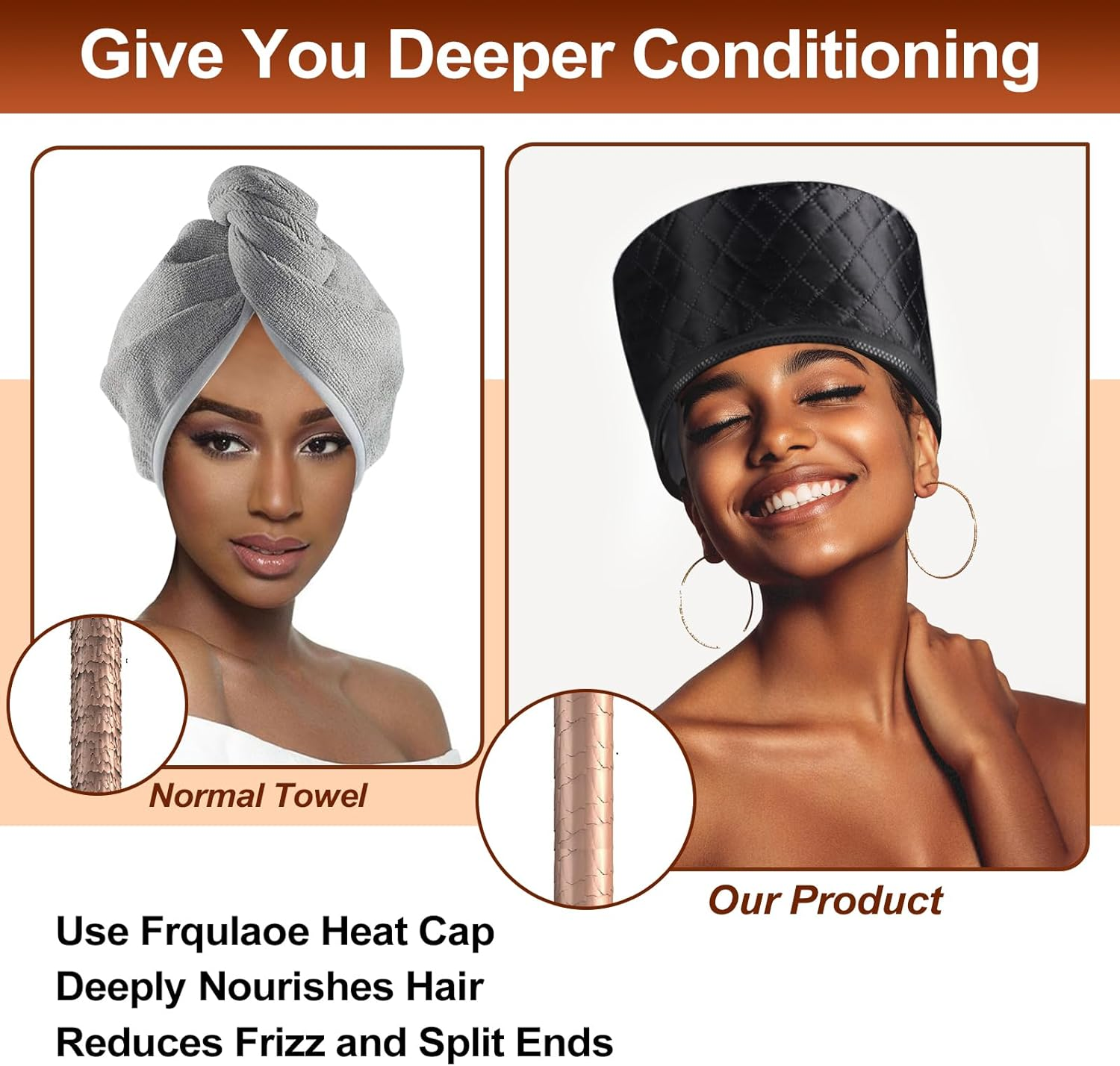 Heat Cap for Deep Conditioning, Adjustable Temperature Hair Steamer Speeds Drying Time - 10-Level Quick Heating, Great for Hair Treatment at Home image number 2