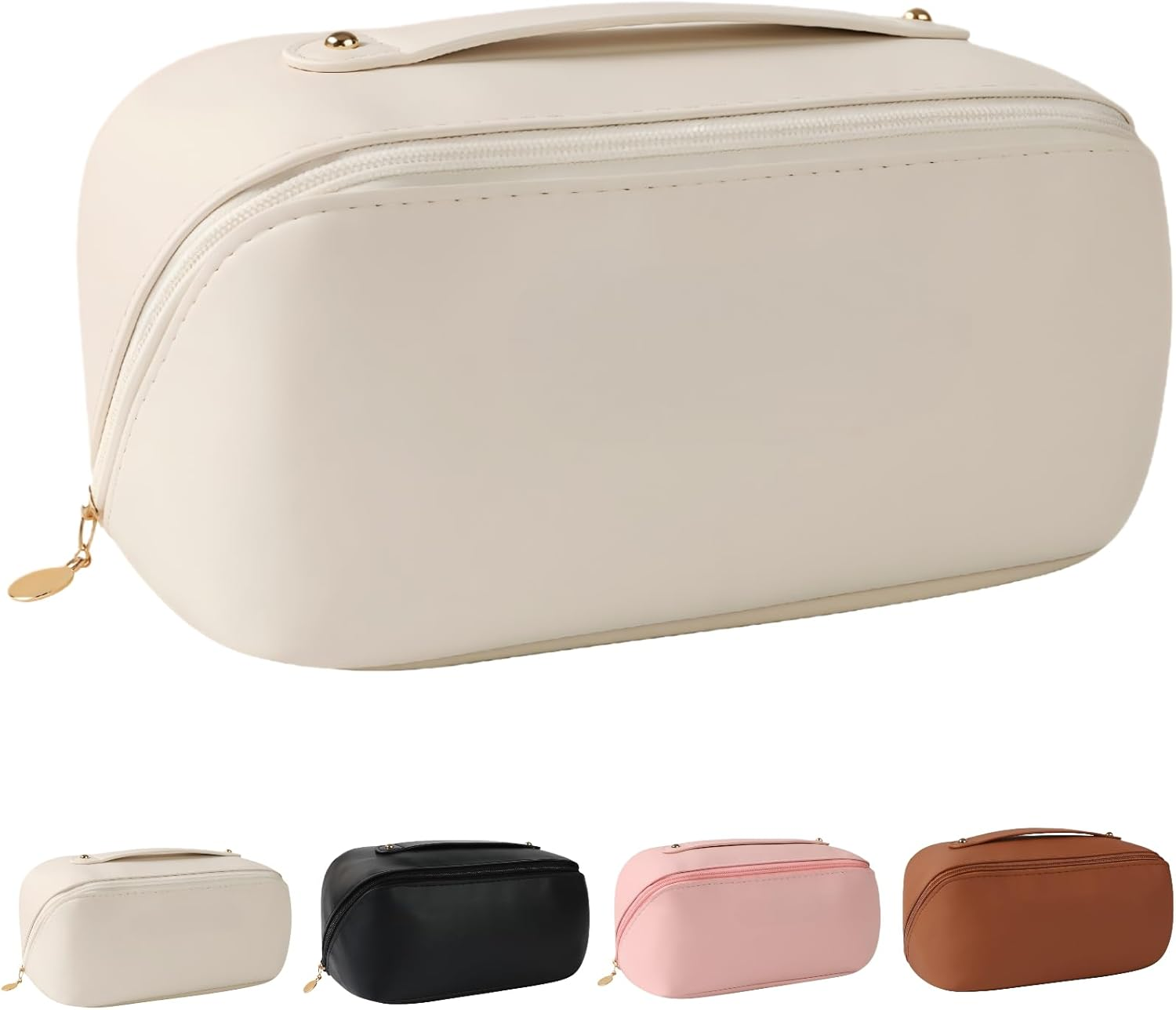 Makeup Bag, Large Capacity Storage Cosmetic Bag,Multifunctional Portable Wash Pouch for Women Travel Storage Bag Skin Care Cosmetics Toiletries (Black) - Black image number 2