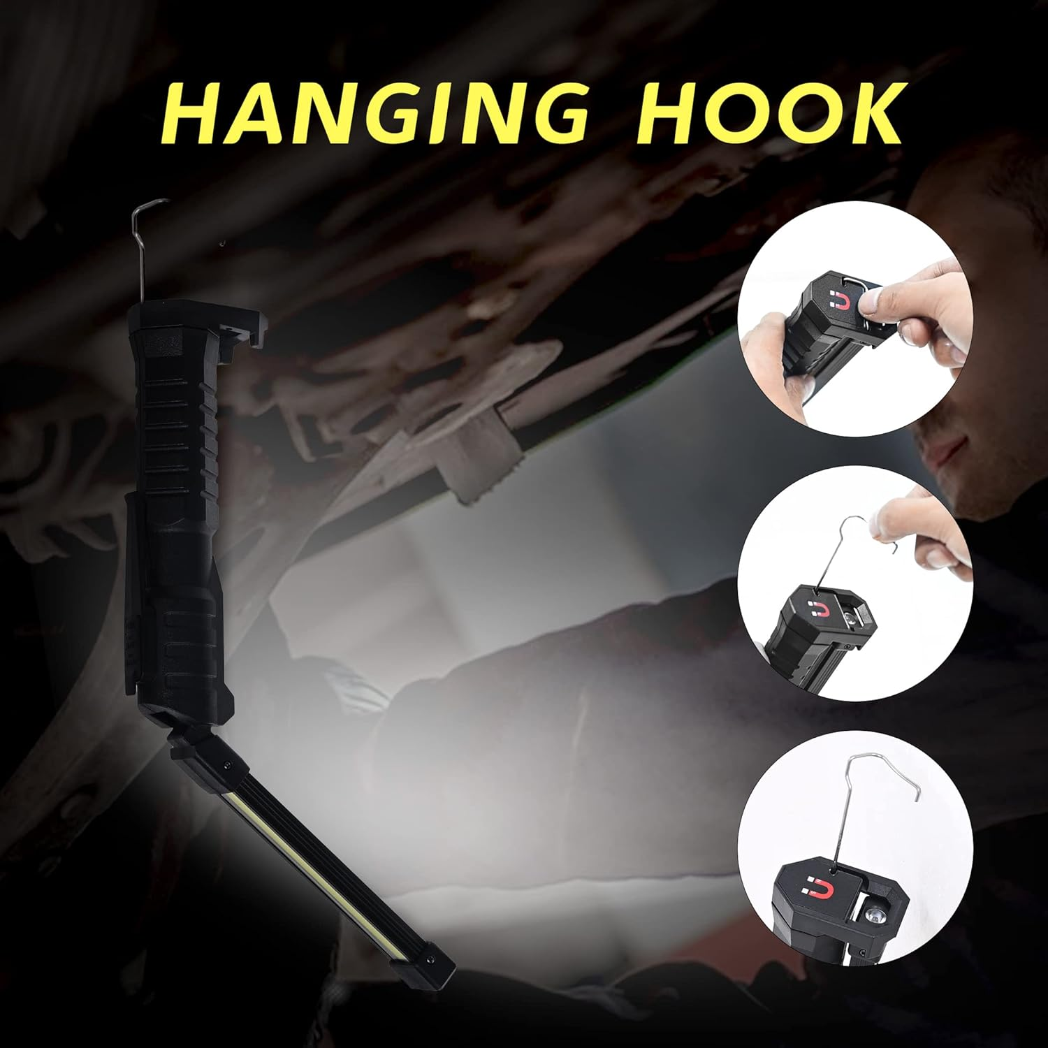 LED Rechargeable Torches Inspection Lamp,Vagocom Super Bright Flashlight Portable Battery Powered Work Light Tool with Magnetic Base 3 Color Light for Mechanic,Emergency,Christmas,Men Gift(2 Pack) image number 3