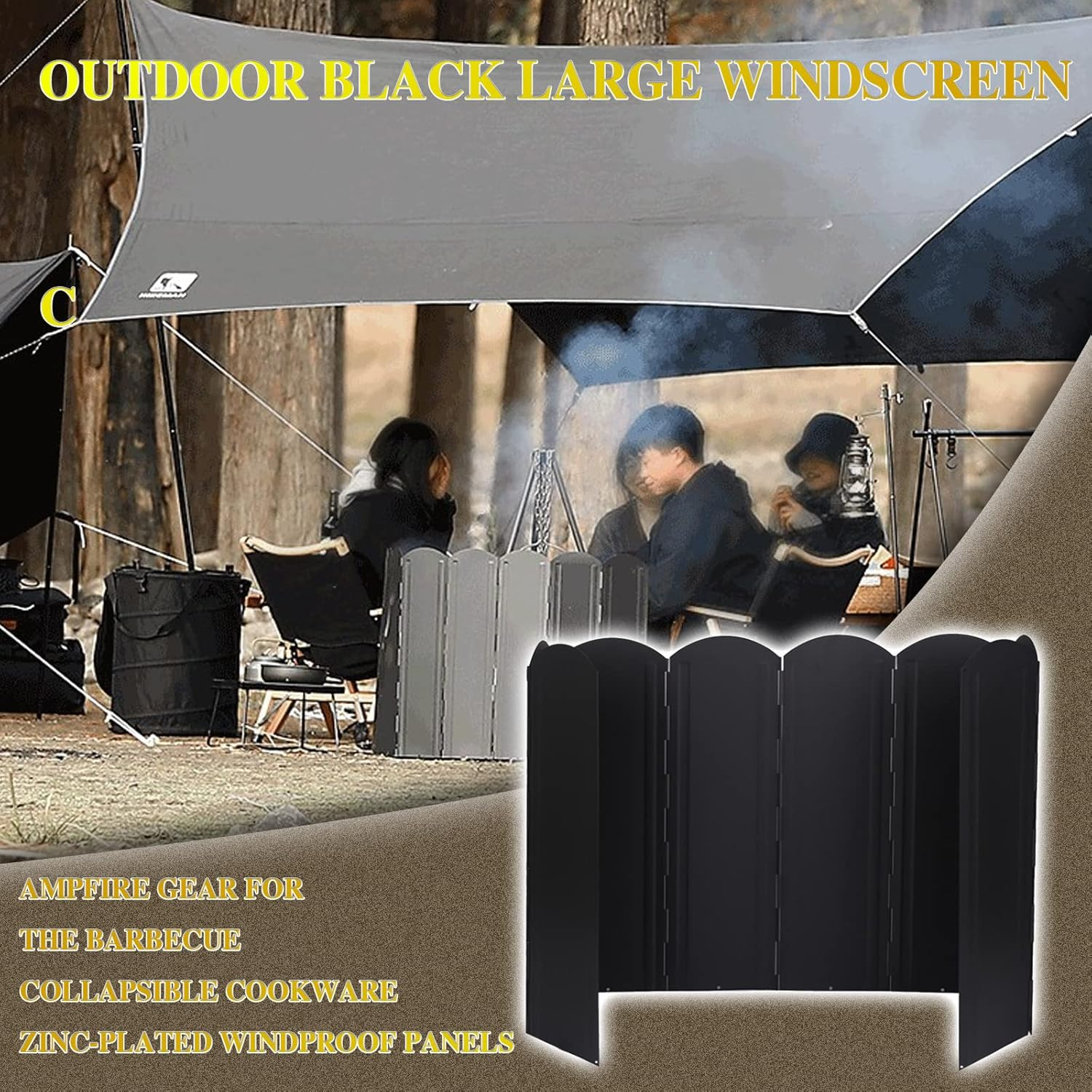 Camping Stove Windshield, Folding 8 Plates Stove Windscreen Stainless Steel Camping Stove Windshield with Storage Bag for Outdoor Cooking/Picnic-50Cm image number 2