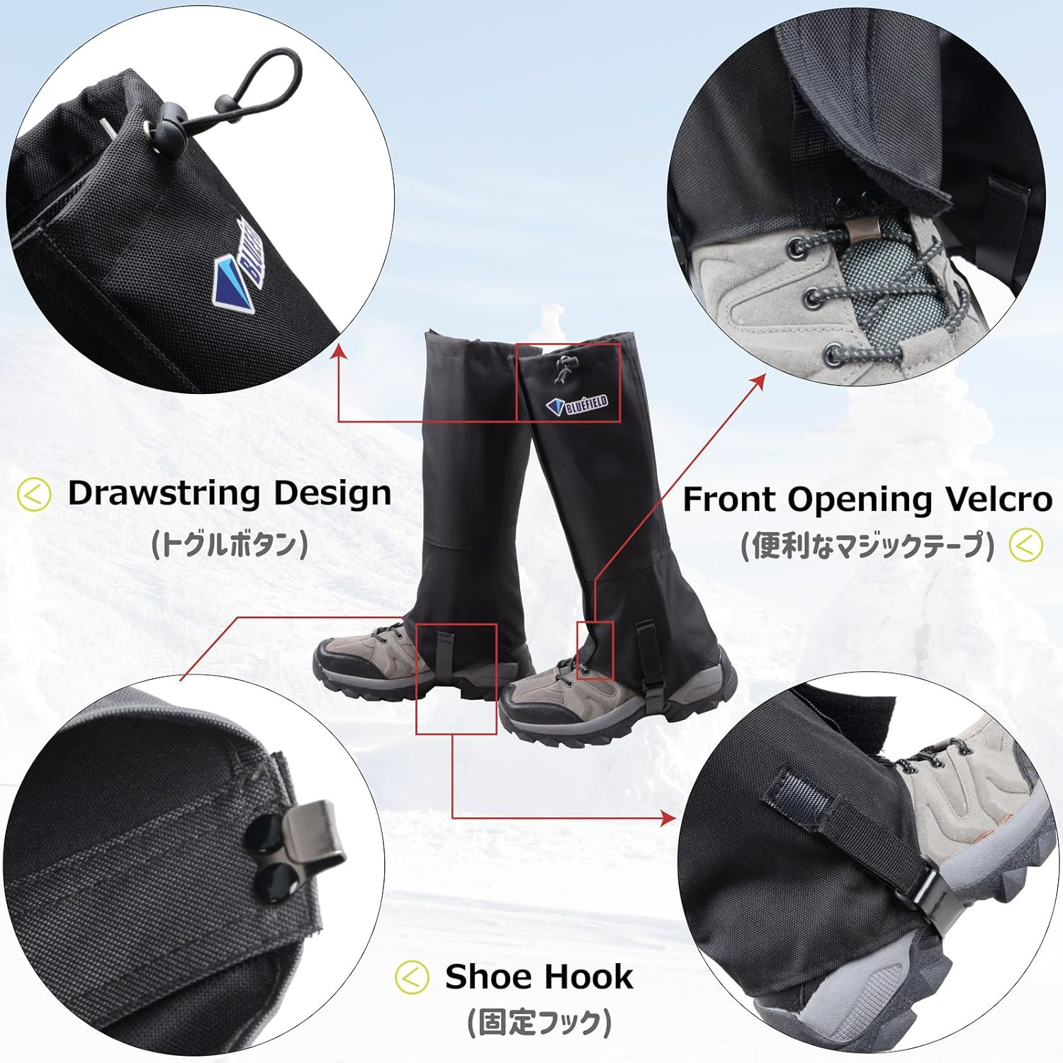 Azarxis Hiking Gaiters for Outdoor Camping Running Walking Backpacking Women Men Ankle Leg Guard Boot Legging Gaiter Cover Snow Breathable Lightweight Waterproof Durable Wrap Mountain Hunting Climbing