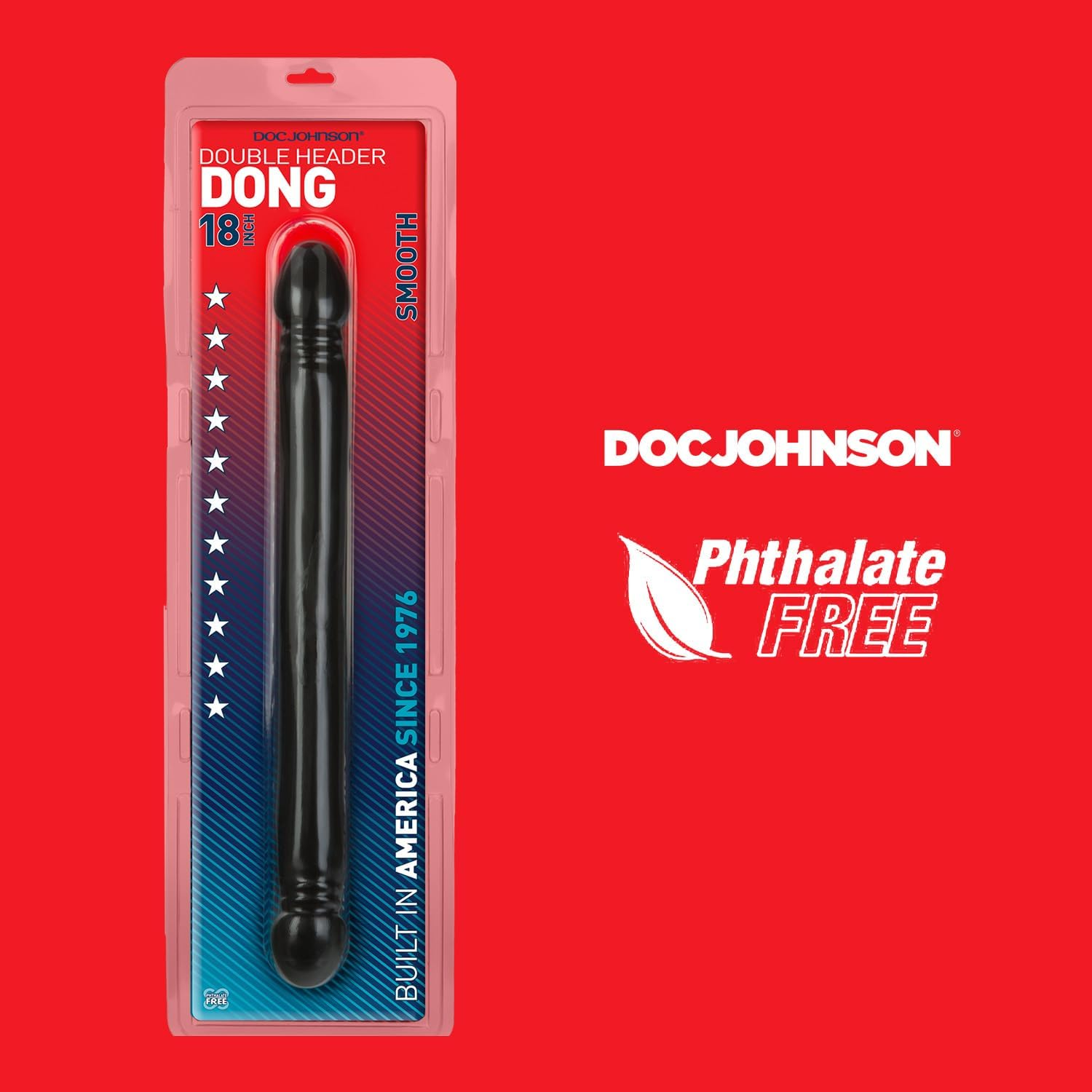 Doc Johnson Classic - Smooth Double Header - 18 Inch - Double-Sided Dildo - Black image number 4