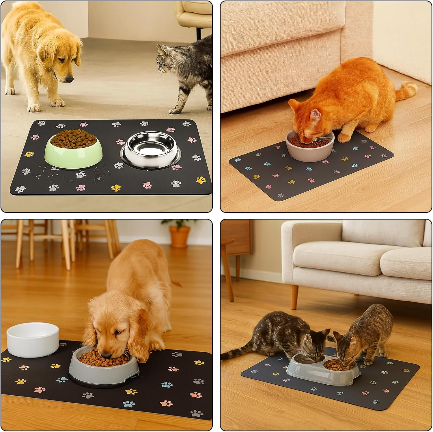 Bowl Mat Dog Waterproof Pet Feeding Mats Silicone Pet Mat Absorbent Quick Drying Cat Mat for Pets for Rabbits Hamsters and Other Animals (50 X 30 Cm) image number 1