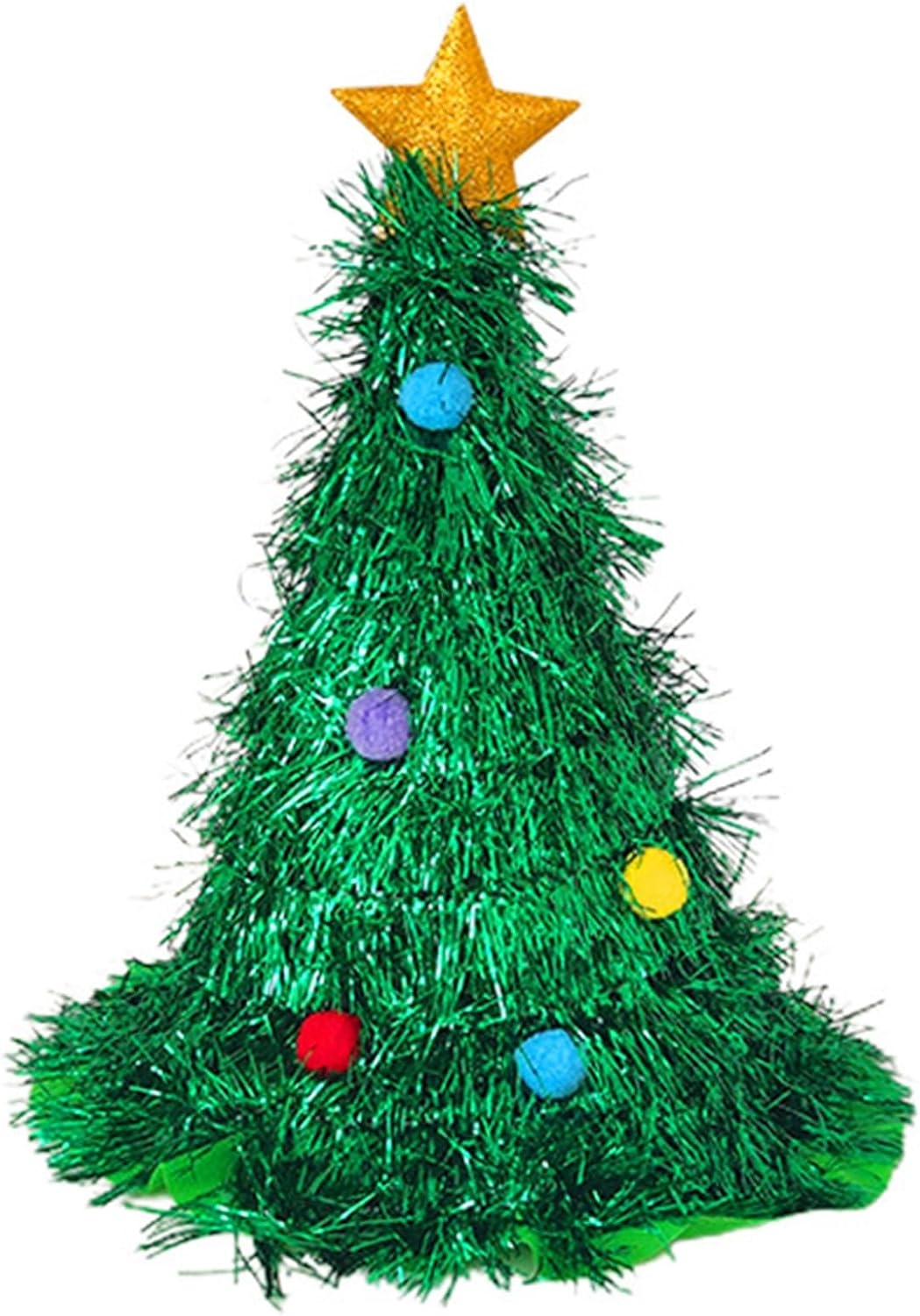 Adult Christmas Hat, Christmas Tree Hat with Star, Funny Green Hat Christmas Ornaments, Xmass Party Headwear, 47Cm/18.5Inch