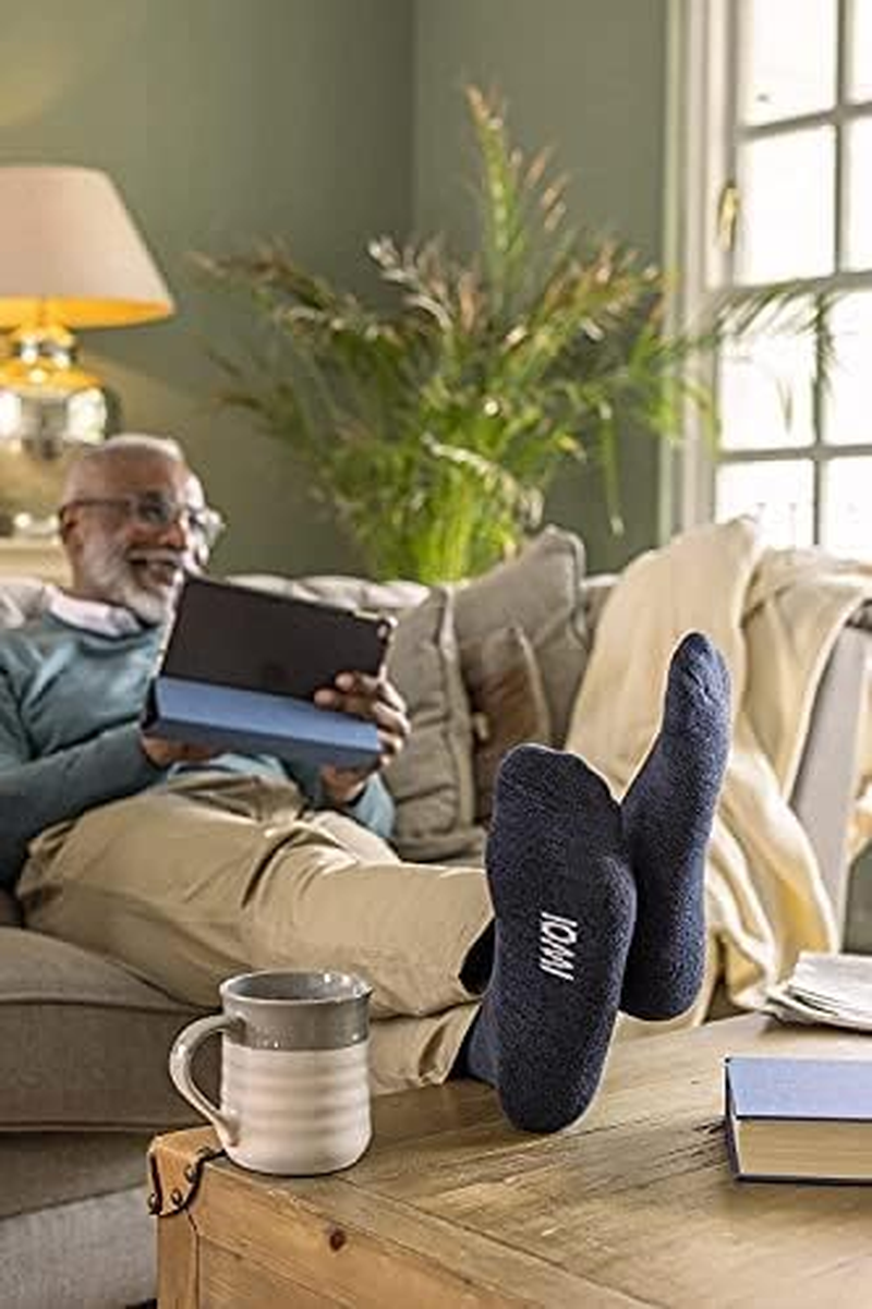 IOMI Footnurse | Sockshop | Bamboo Blend Cushion Foot Diabetic Crew Socks | Comfortable and Therapeutic | 3 Pairs | Extra Wide Non-Binding Leg | White image number 6