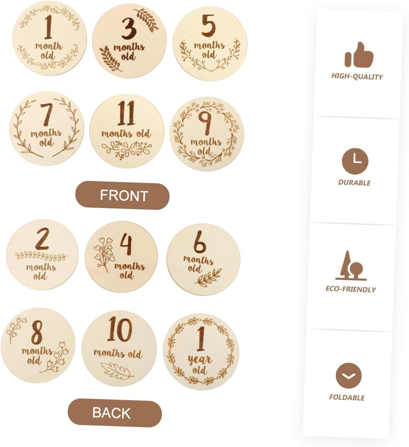 6Pcs Double-Sided Monthly Milestone Cards Chic Stylish Photo Props for Newborns Unique Designs with Safe Edges for Capturing Growth Milestones image number 4