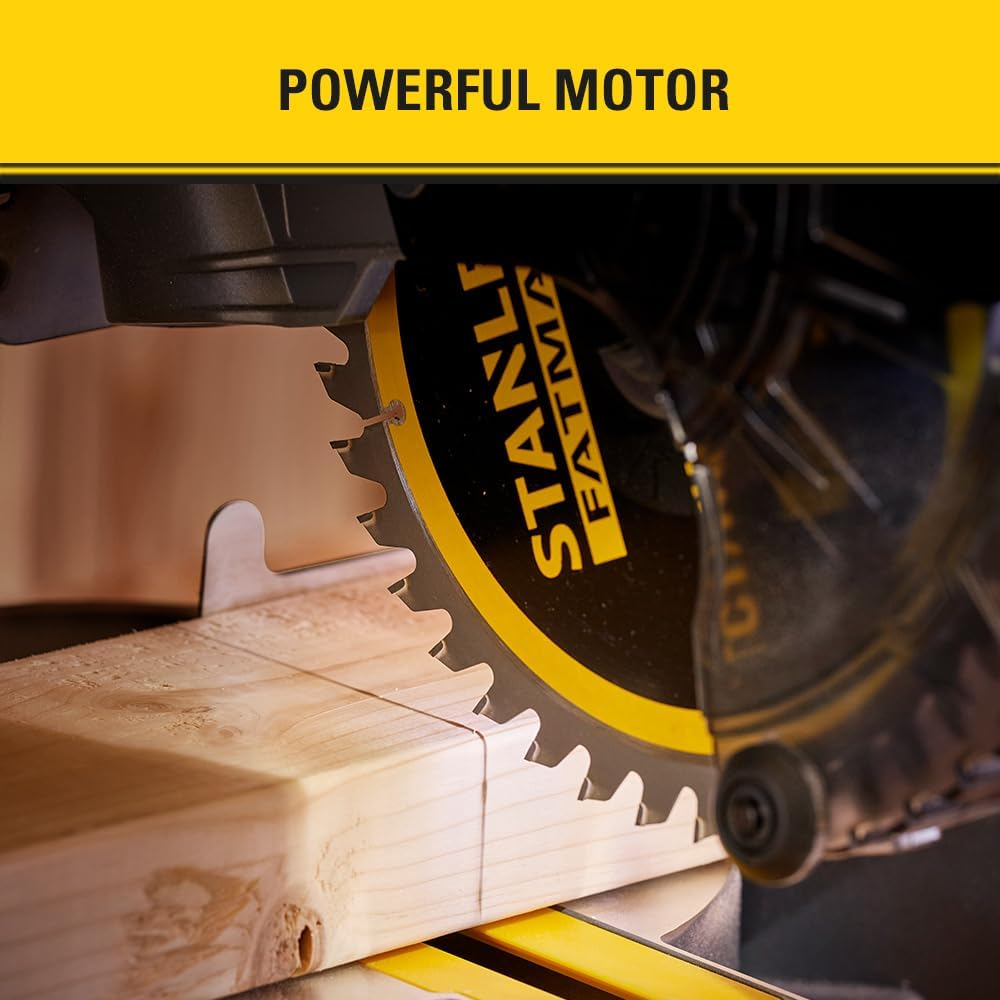 STANLEY FATMAX V20 | 18V 190Mm Mitre Saw Kit 2X4.0Ah - up to 3,800 RPM, Sliding Saw Head, Vacuum Connection, Ideal For: 90˚ Cross Cuts, Mitre Cuts, 0˚-45˚ Bevel Cuts and Compound Cuts