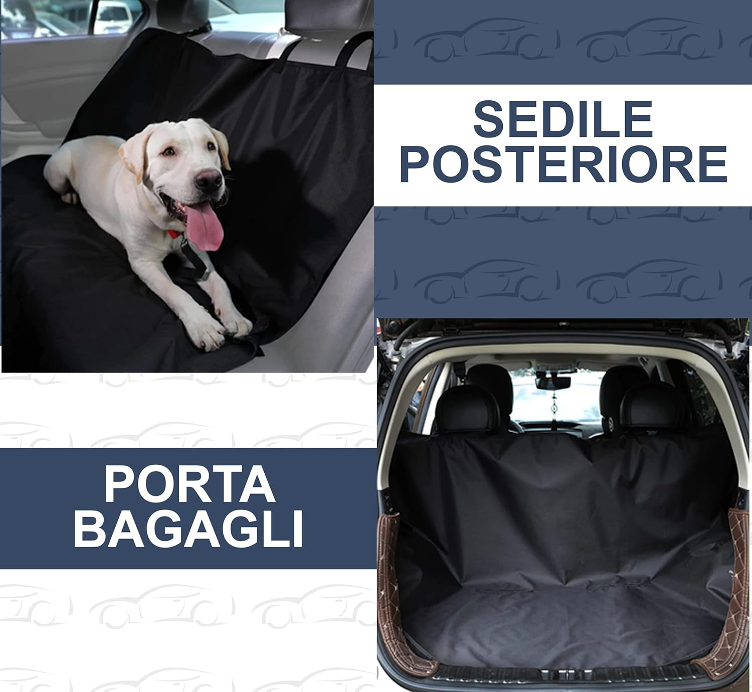 Auto Accessori Lupex Universal Car Cover for Dog and Cat 2-In-1 | 137 X 125 Cm | Car and SUV | Hammock Protection for Seats and Boot | Oxford Black | Waterproof Scratch-Resistant image number 1